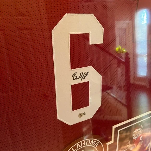 Baker Mayfield authentic autograph framed Jersey 35x43 Boomer Sooner